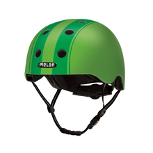 Load image into Gallery viewer, Melon Helmets green helmet with dark green stripes designed for skateboarding, biking, scooter, and commuting.