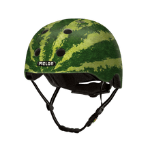 Load image into Gallery viewer, Melon Helmets watermelon printed helmet designed for skateboarding, biking, scooter, and commuting.
