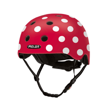 Load image into Gallery viewer, Melon Helmets polka dot printed helmet designed for skateboarding, biking, scooter, and commuting.
