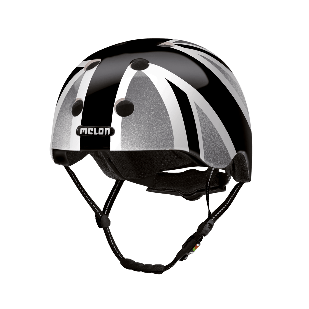 Melon Helmet U.K. and British inspired printed helmet designed for skateboarding, biking, scooter, and commuting.